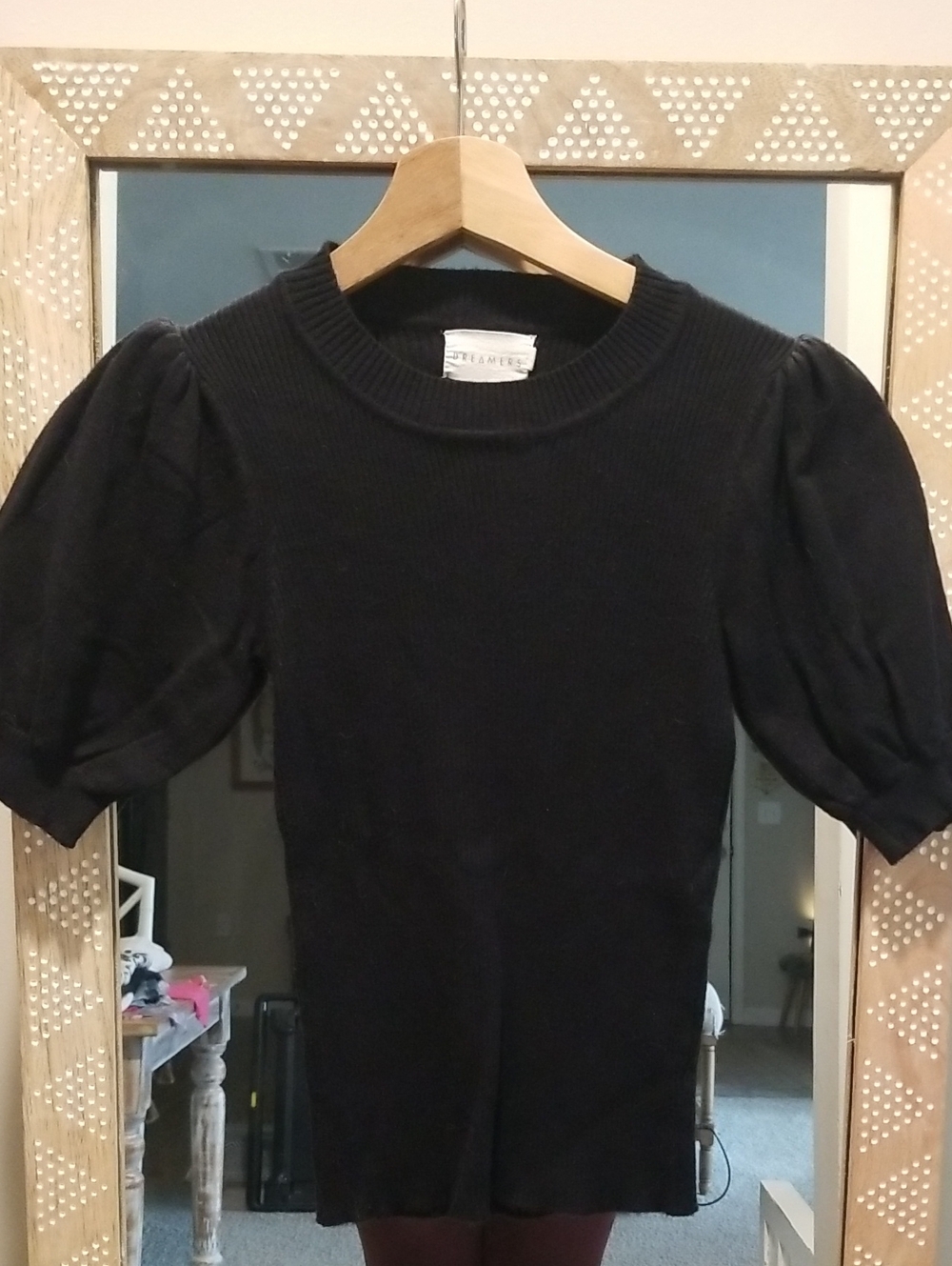 Dreamers Black Puff Sleeve Sweater